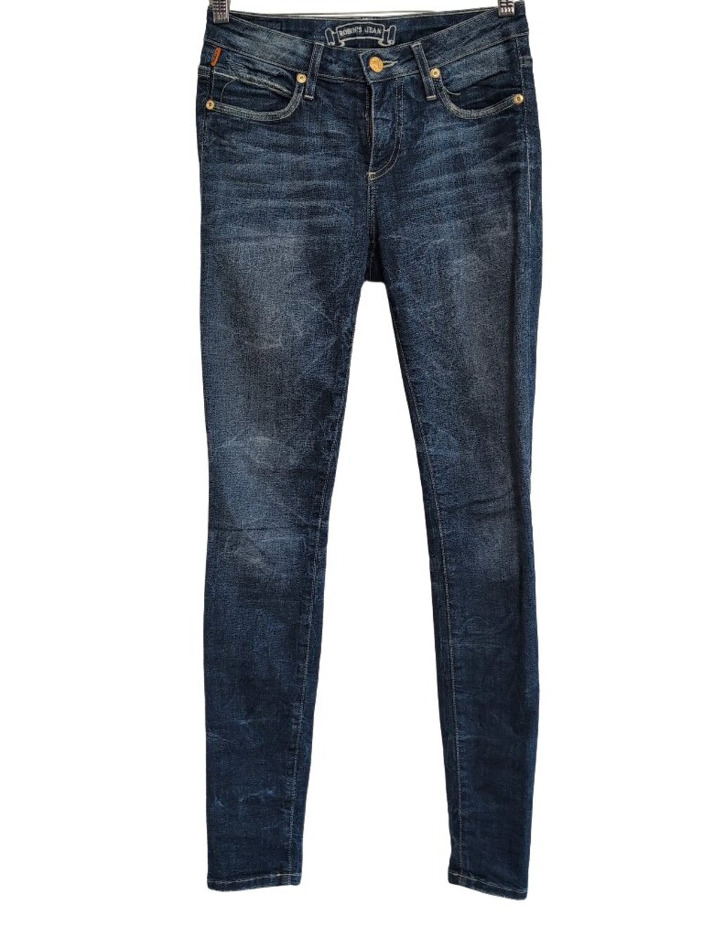 Robin's Jean Skinny Distressed Embroidered Patch Denim Size 26 Y2K Retro Biker